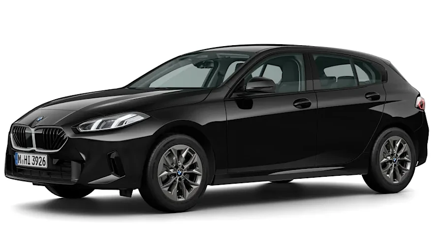 BMW 120 in schwarz auf weis.