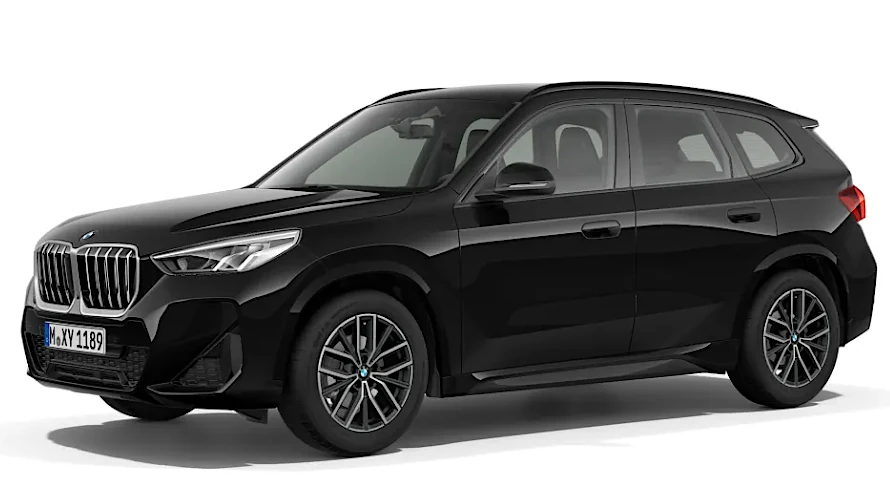 BMW X1 in schwarz auf weis.